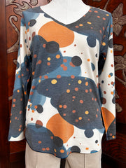 Nally & Millie shirt N306855F, french terry long sleeve v-neck