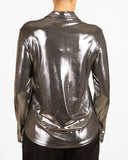 Angela Mara shirt, liquid silver button-front