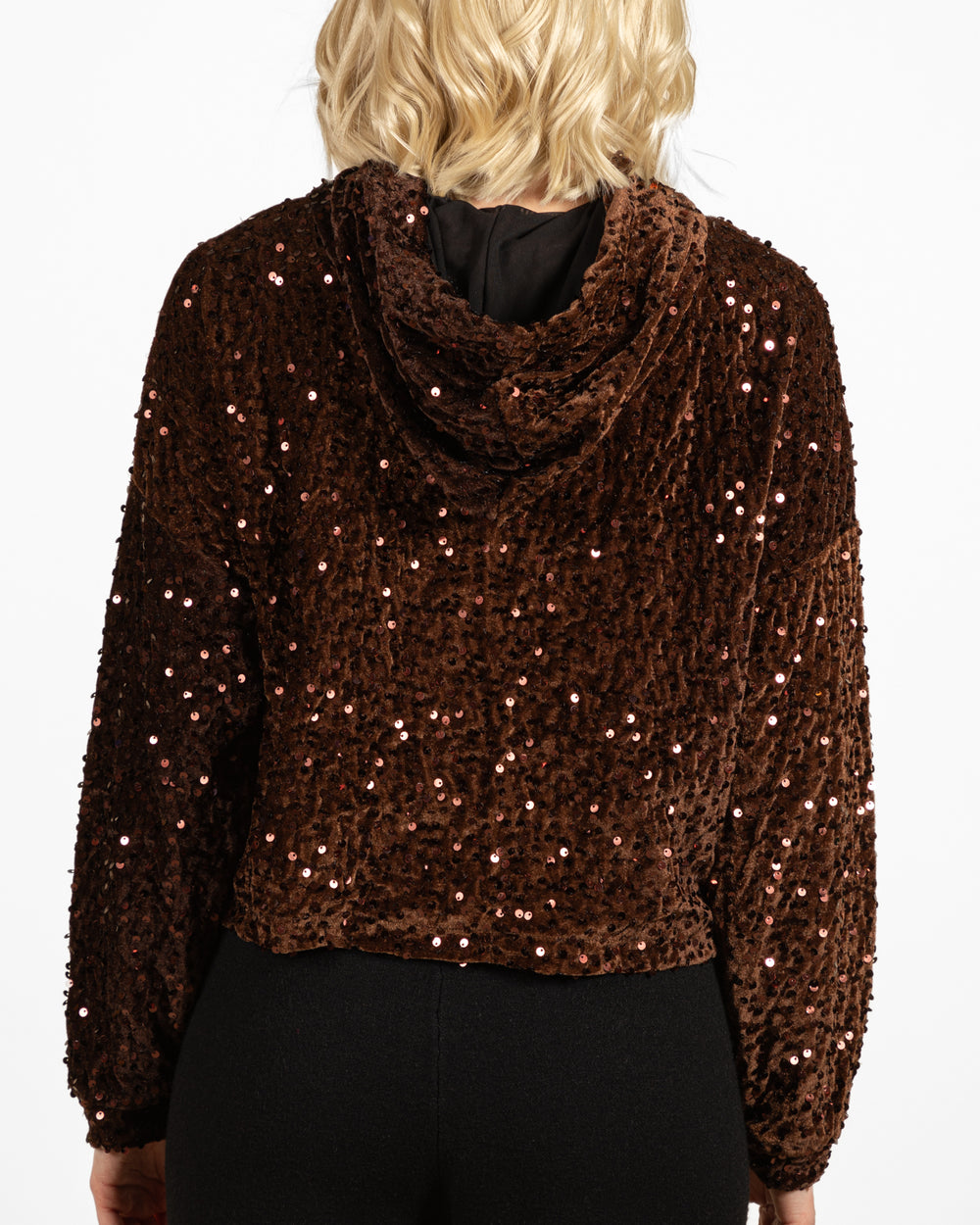 Angela Mara hoodie, cropped sequin