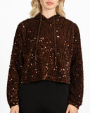 Angela Mara hoodie, cropped sequin