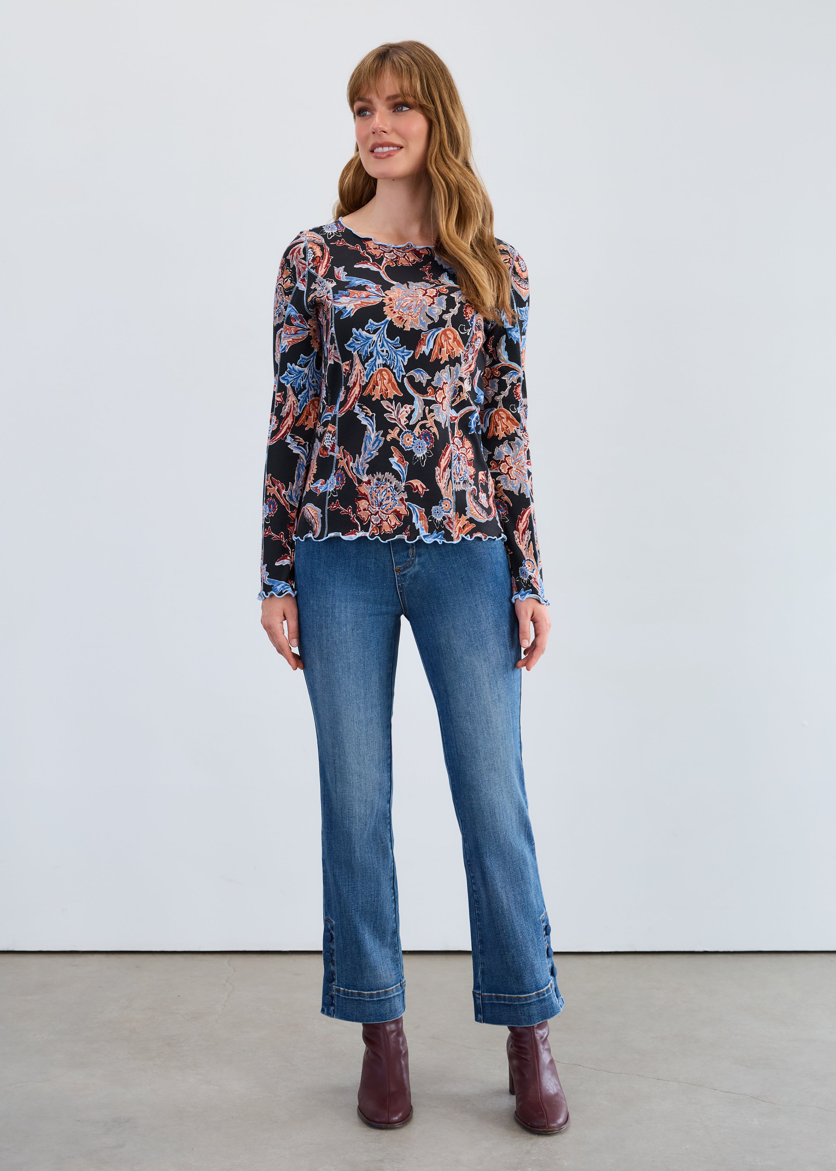 FDJ shirt 3285161, ribbed paisley boatneck