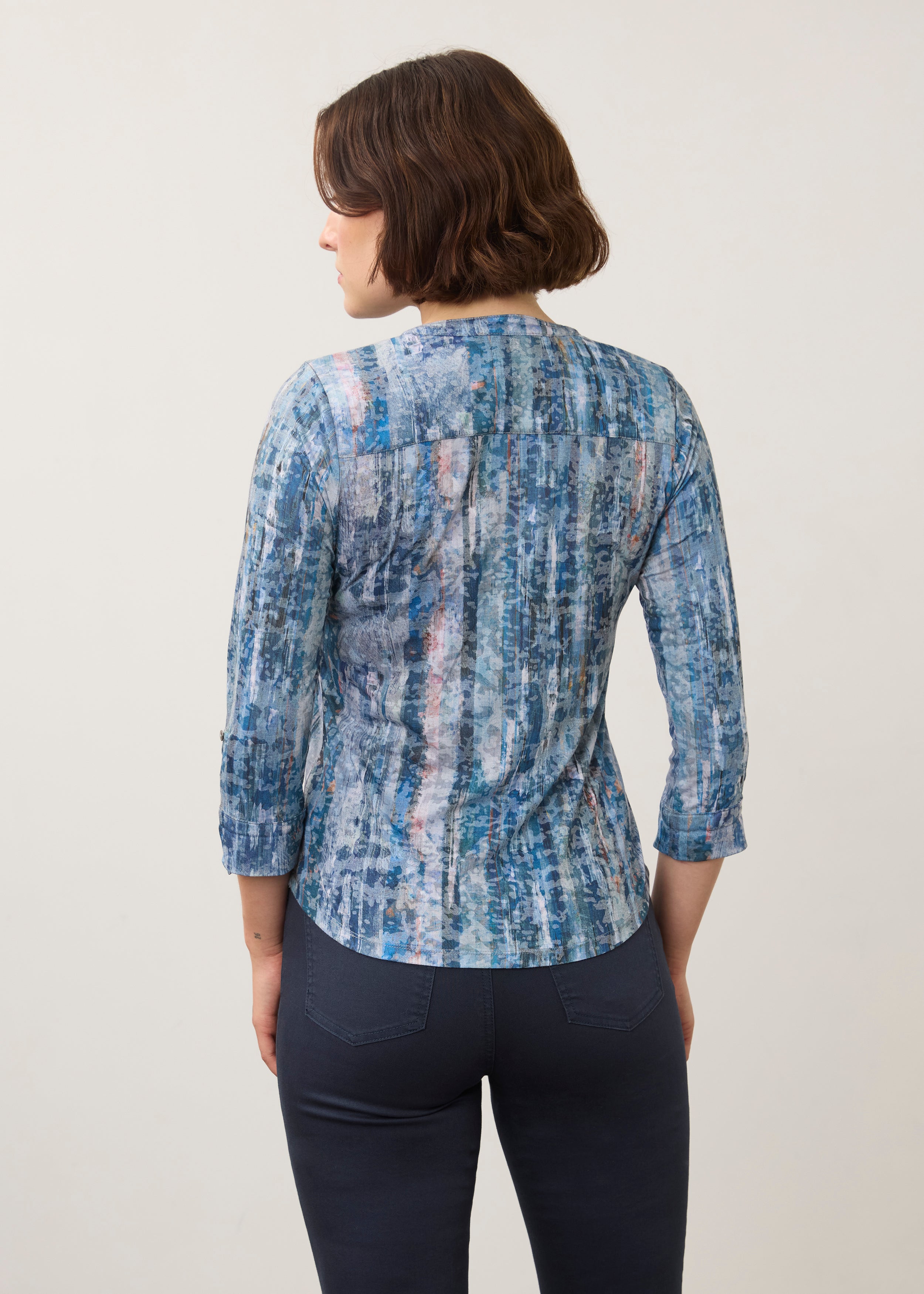 FDJ shirt 3387844, henley Gravity Indigo print