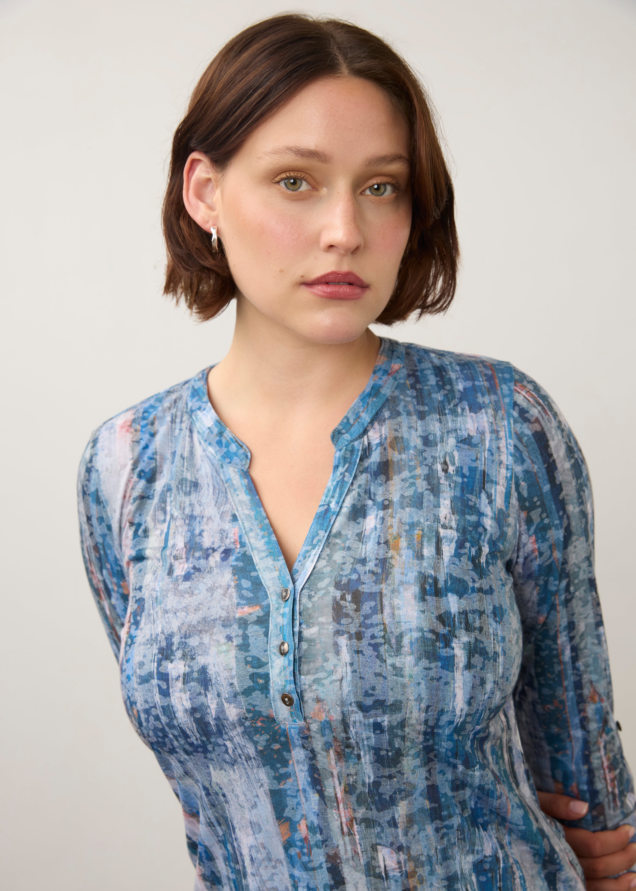 FDJ shirt 3387844, henley Gravity Indigo print