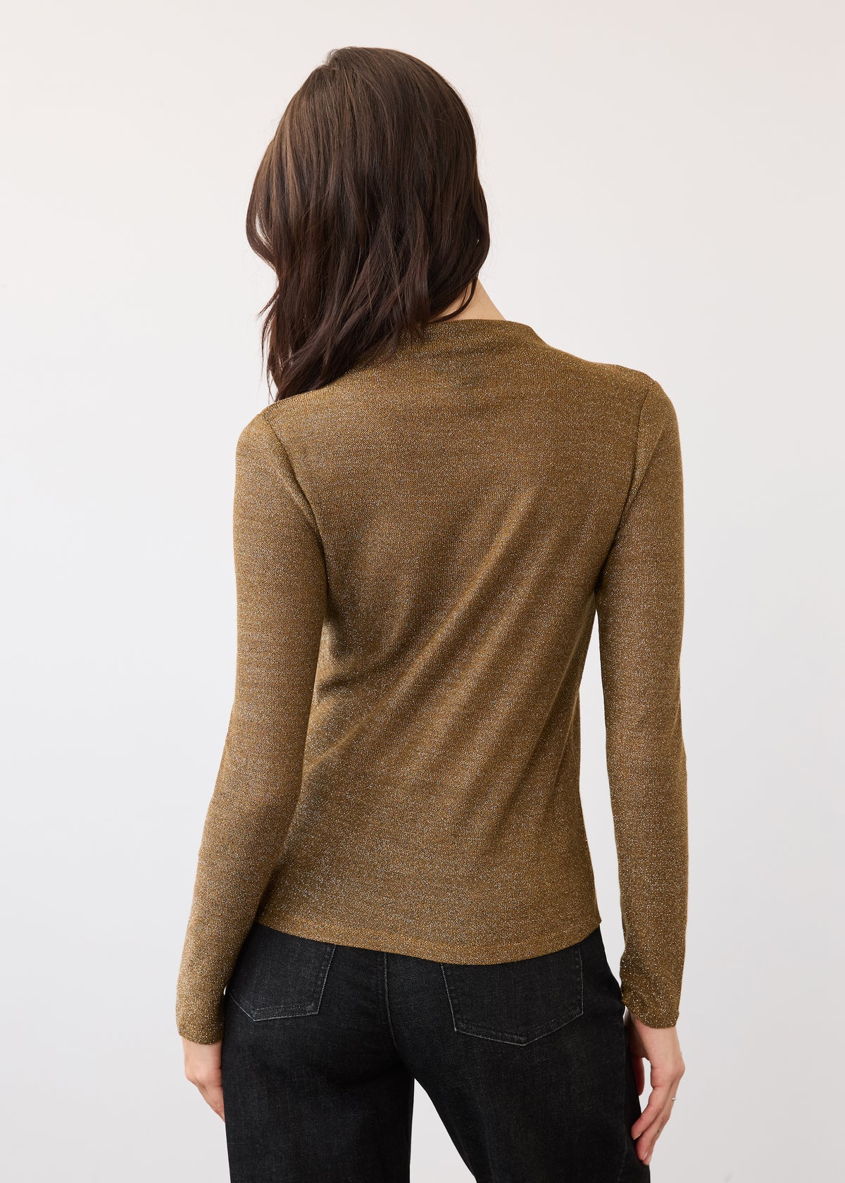 FDJ shirt 3597870, metallic knit mock neck
