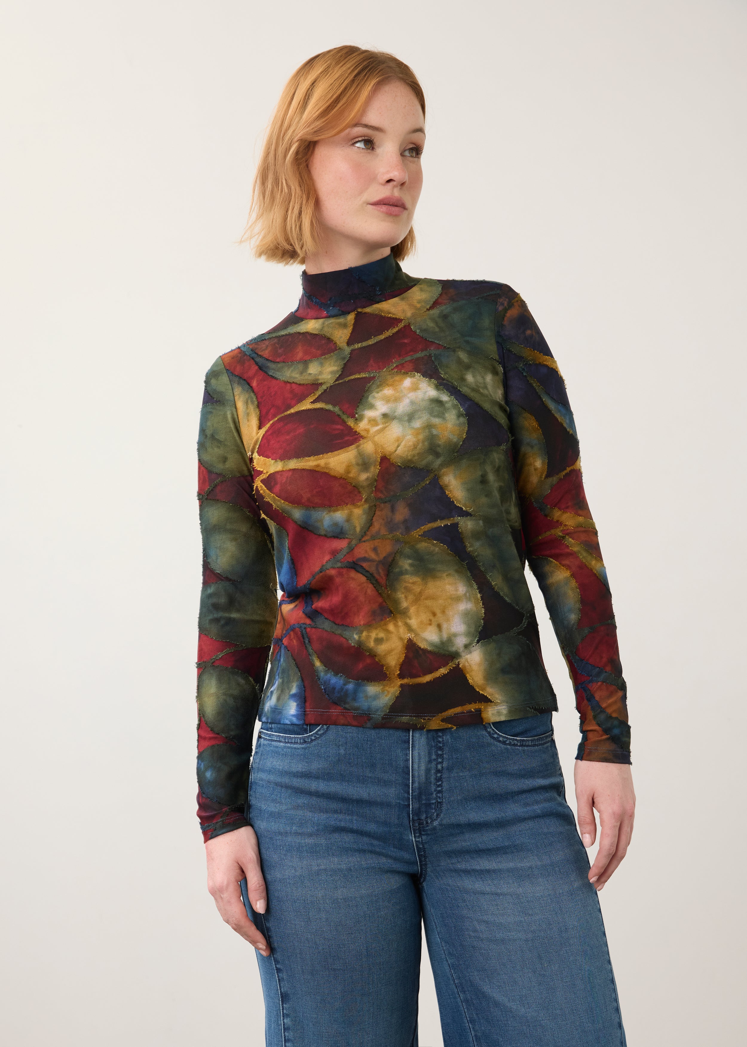 FDJ shirt 3642126, mesh mock neck