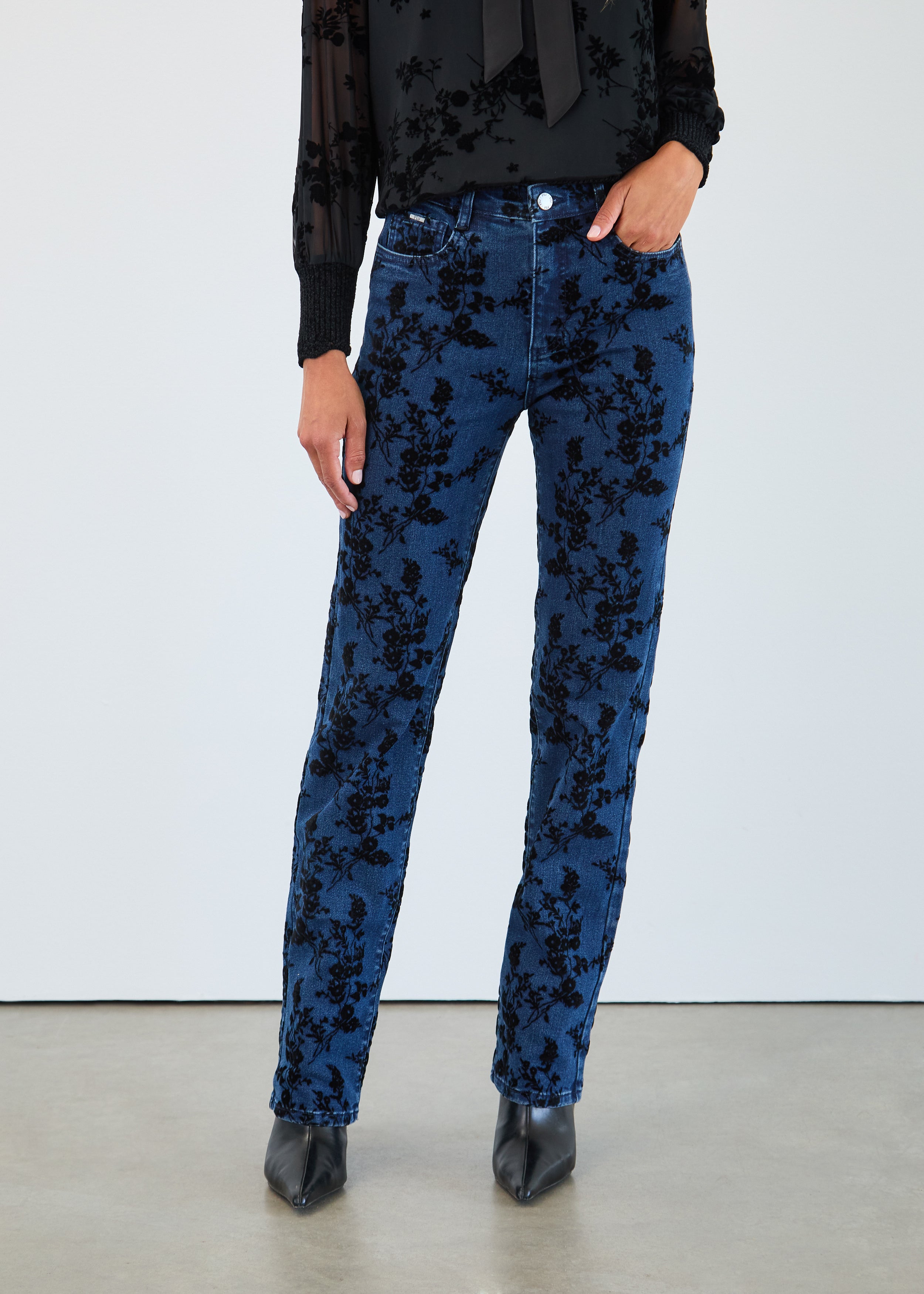FDJ Suzanne straight jeans 6985779, floral flocked