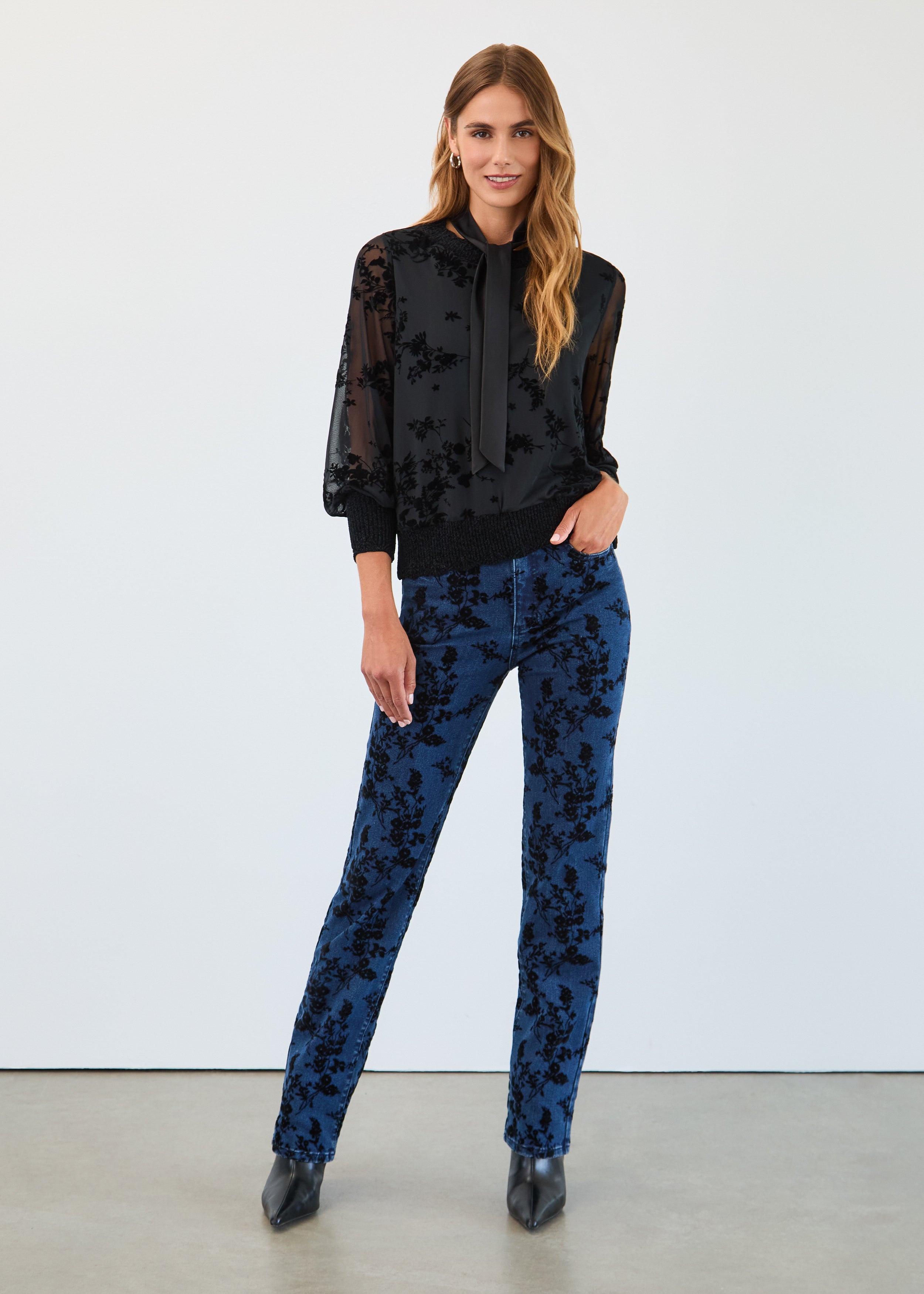 FDJ Suzanne straight jeans 6985779, floral flocked