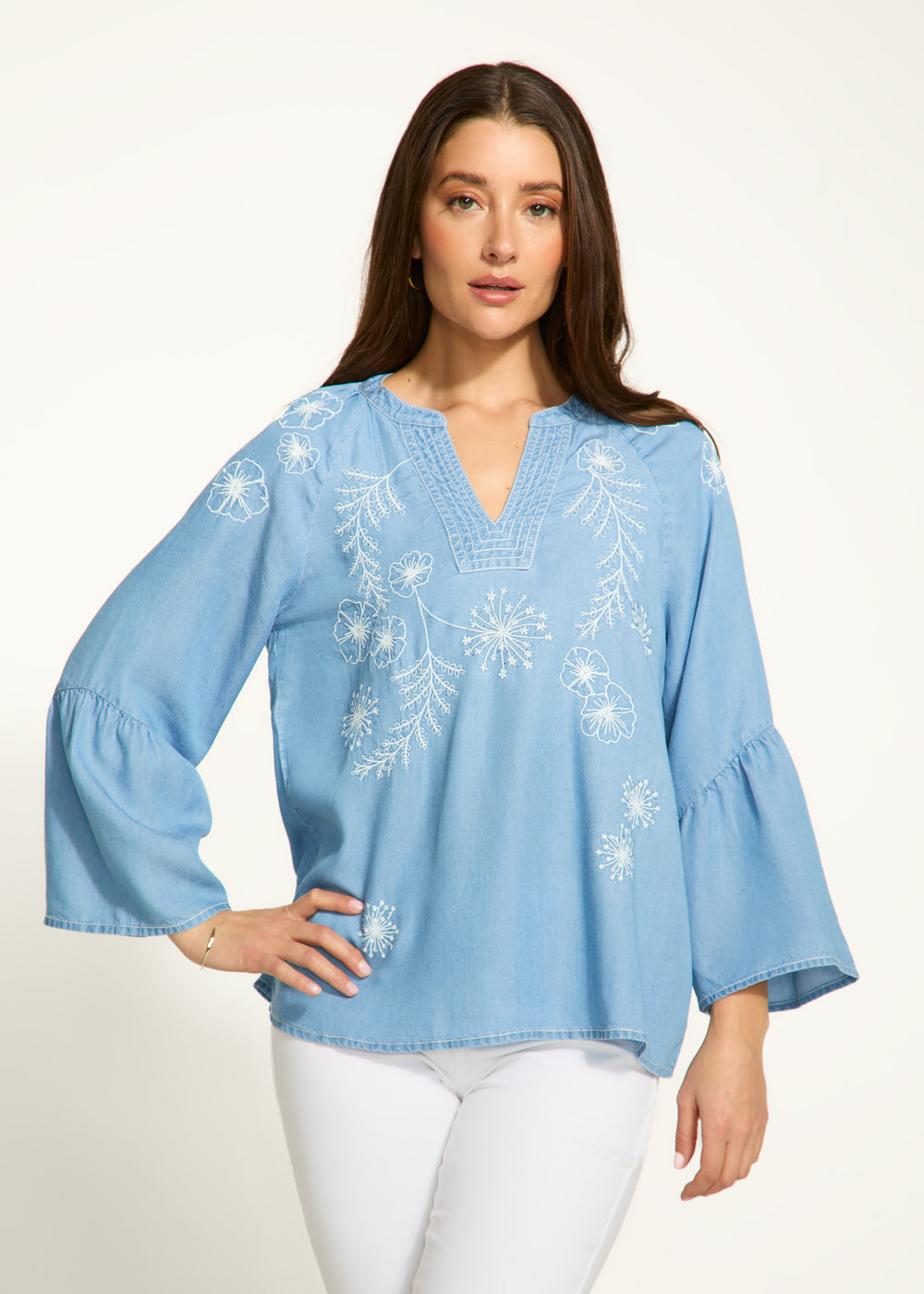 FDJ shirt 7051846, embroidered chambray