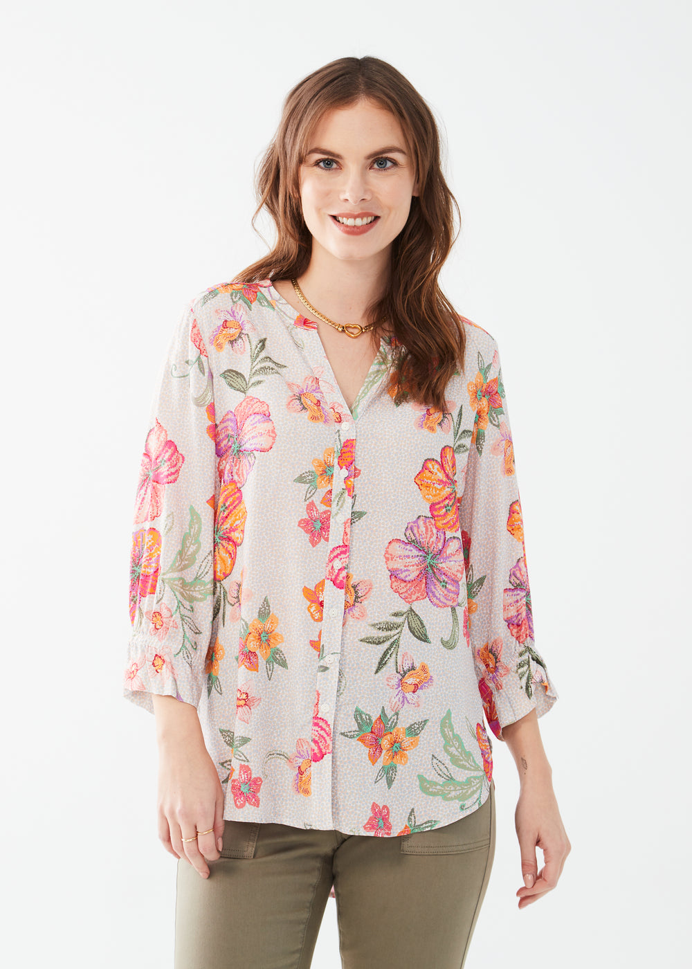 FDJ shirt 7225397, viscose floral button front