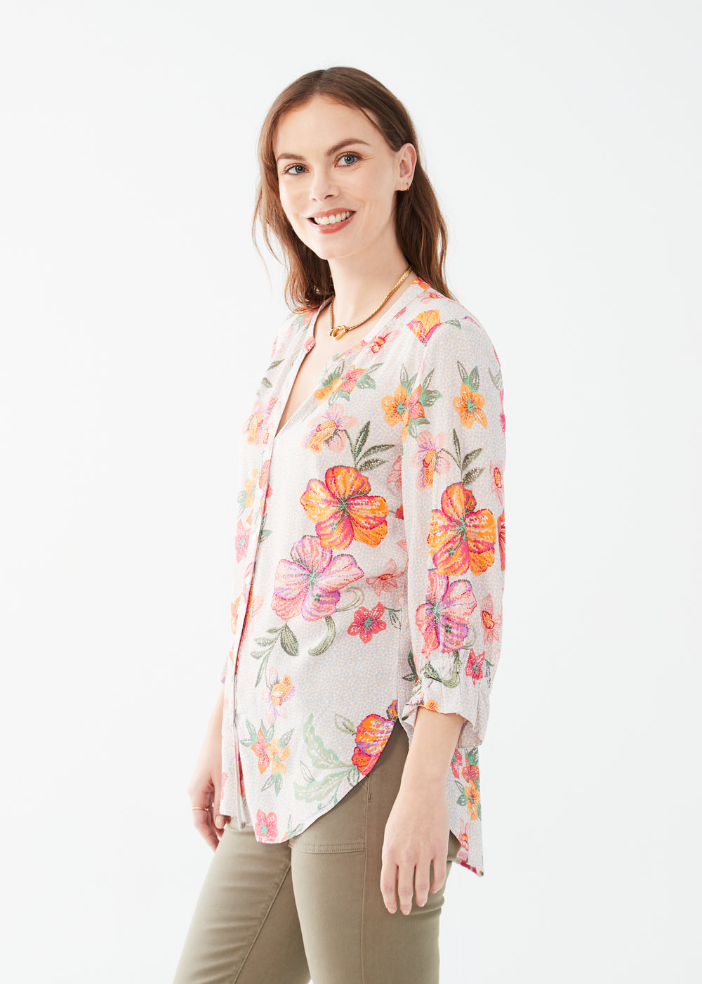 FDJ shirt 7225397, viscose floral button front