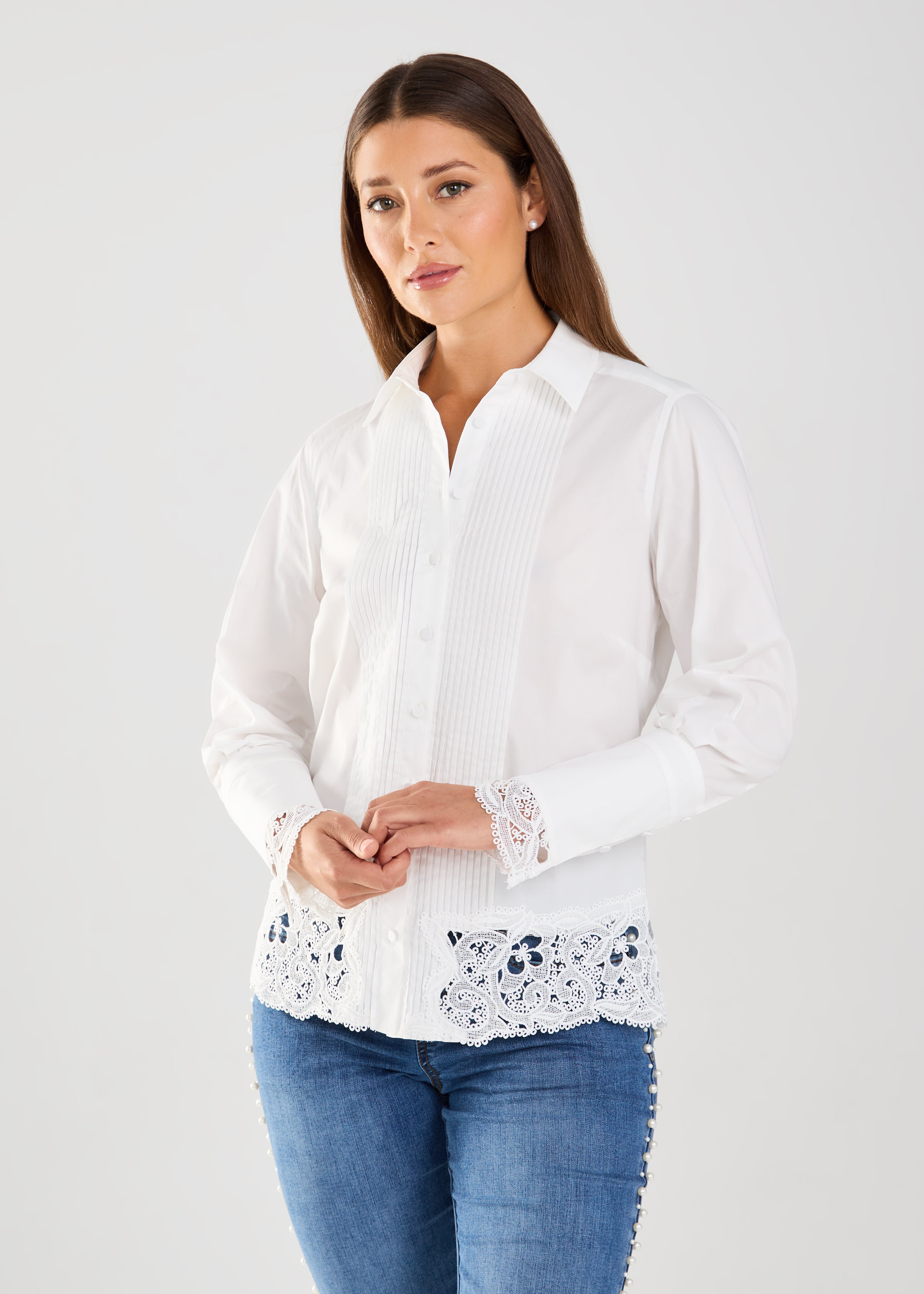 FDJ shirt 7226623, lace trim blouse
