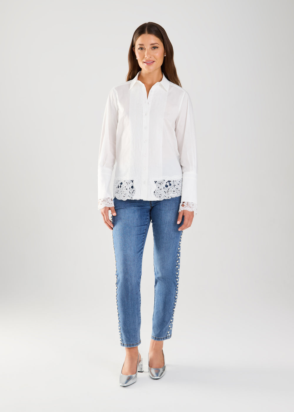 FDJ shirt 7226623, lace trim blouse