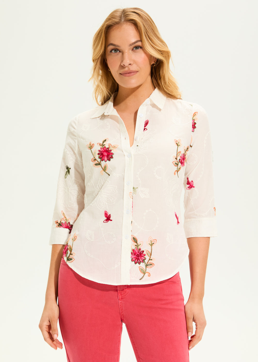 FDJ shirt 7443288, embroidered voile