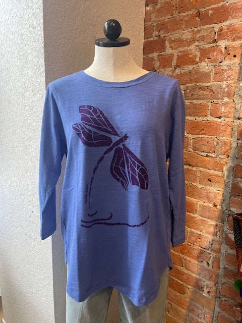 Marushka t-shirt, 3/4 hi-lo Dragonfly