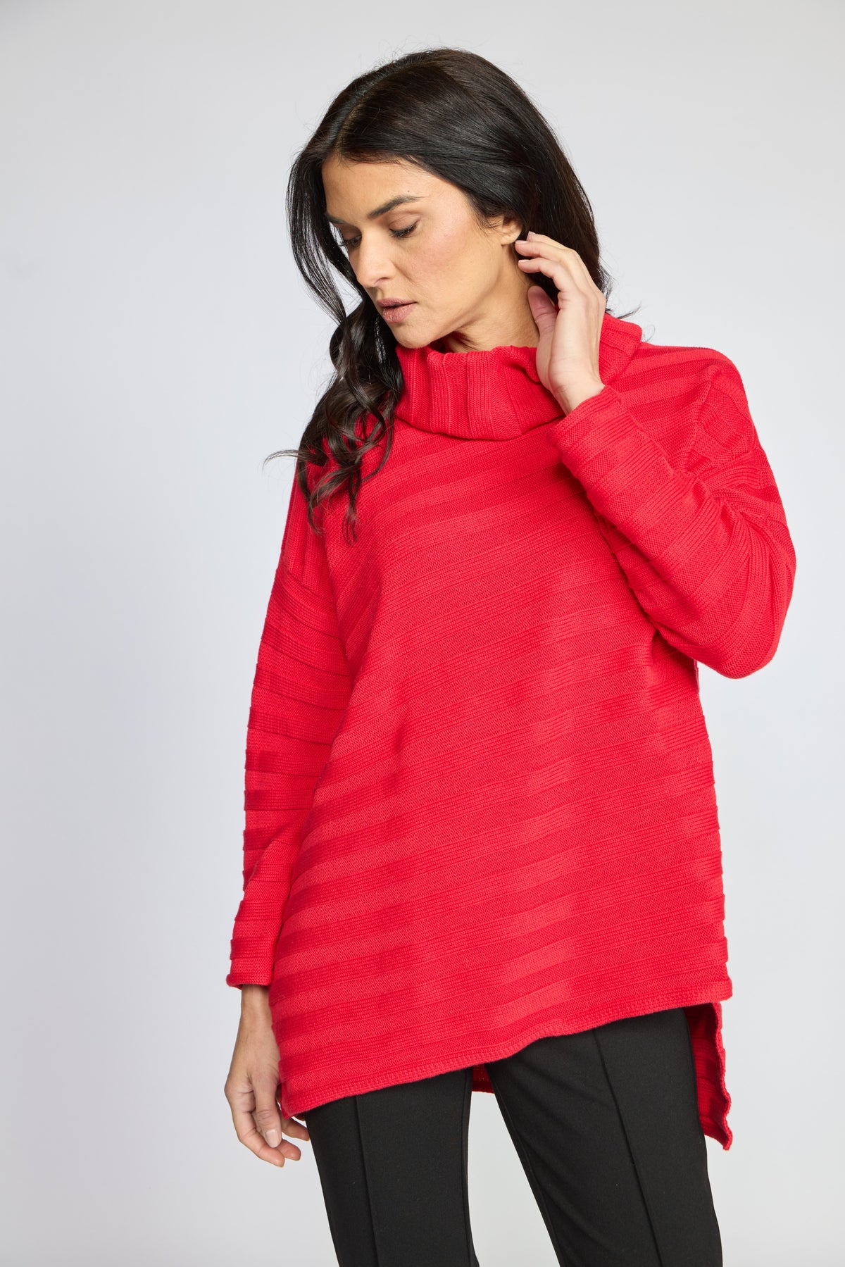 Olivia by Habitat sweater 920700, ribbed diagonal turtleneck
