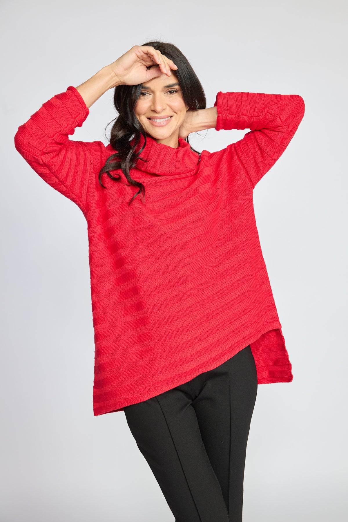 Olivia by Habitat sweater 920700, ribbed diagonal turtleneck