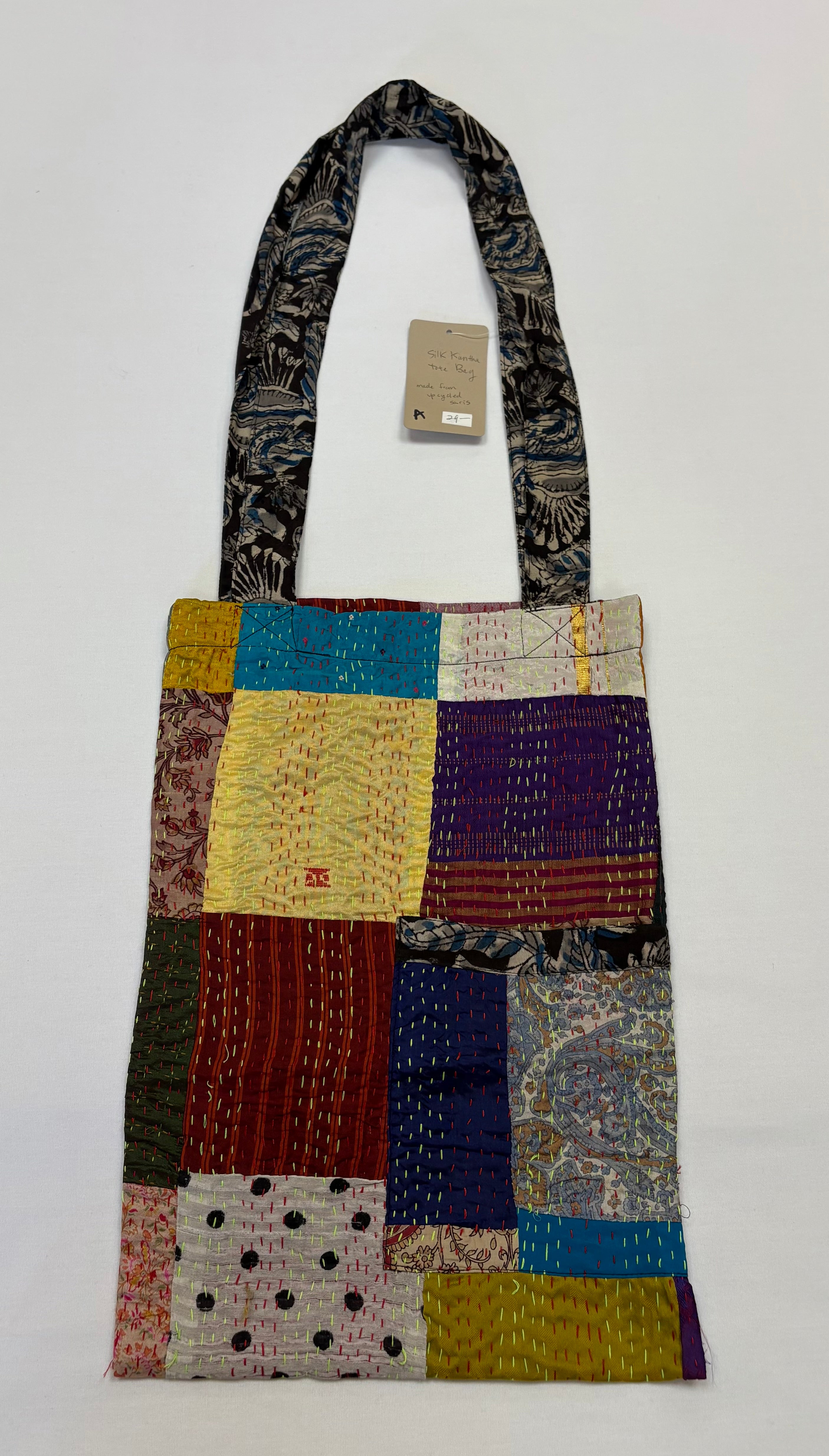 Sevya Kantha purse, silk tote with pocket