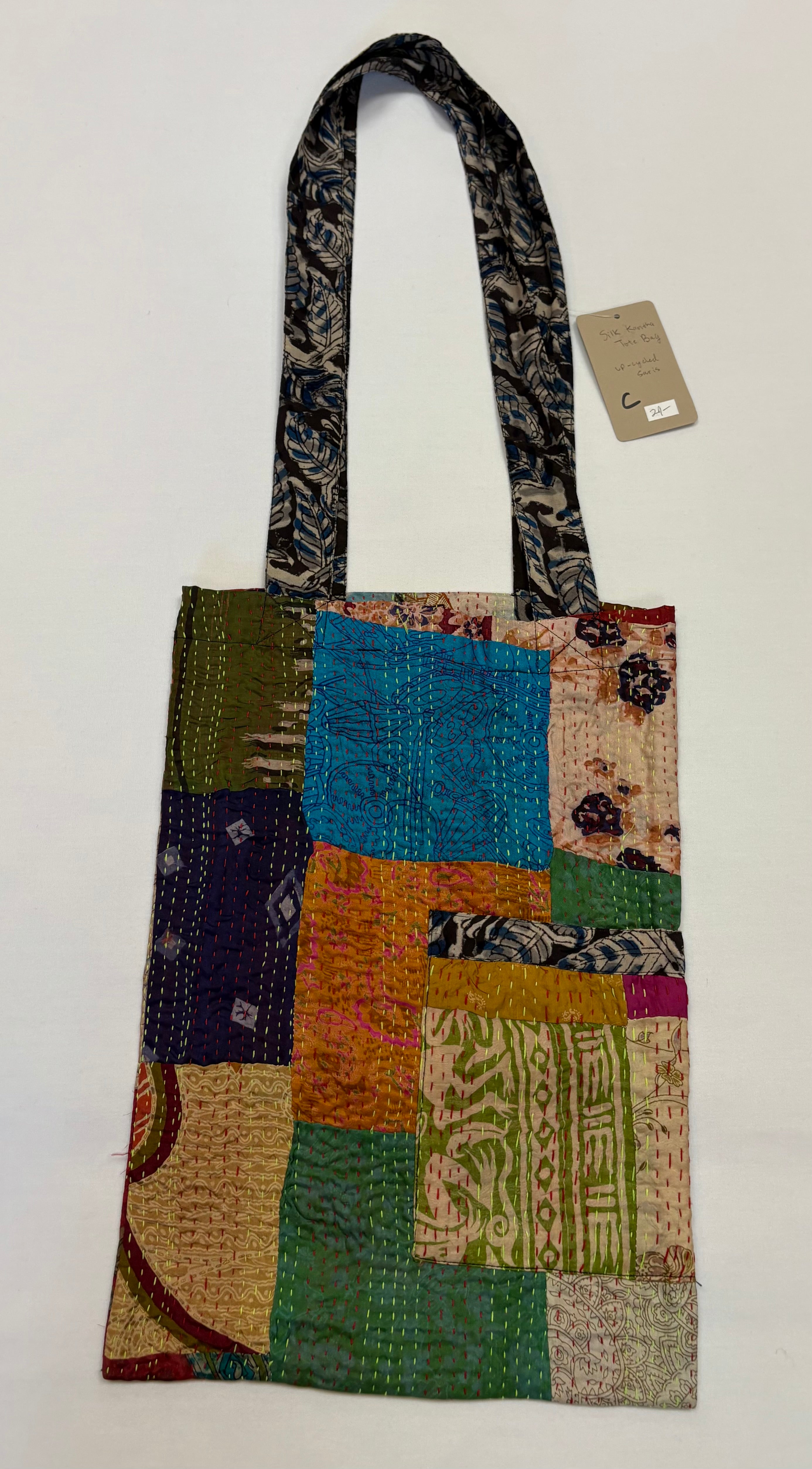 Sevya Kantha purse, silk tote with pocket