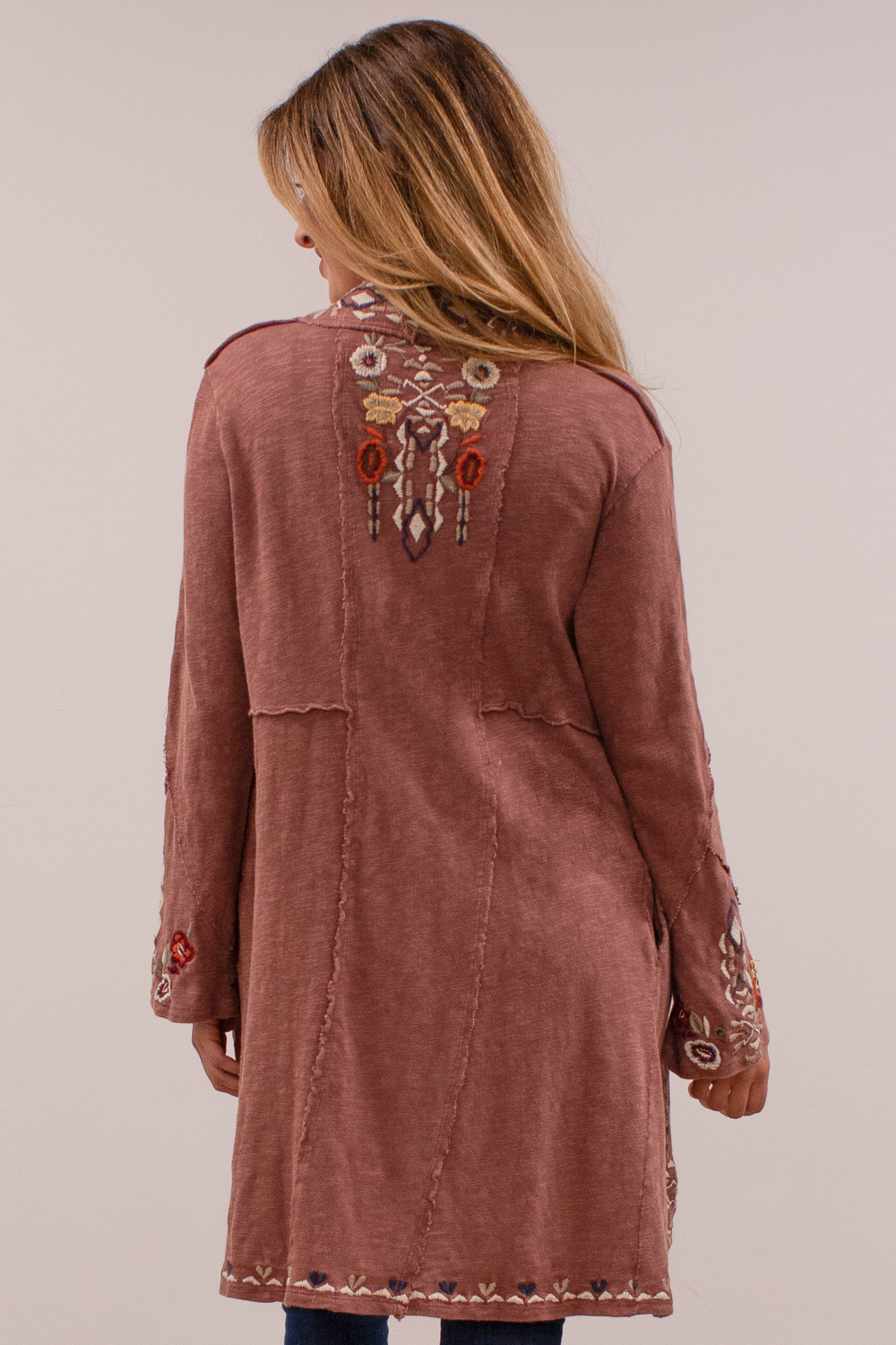 Caite Isla jacket/coat, open-front embroidered