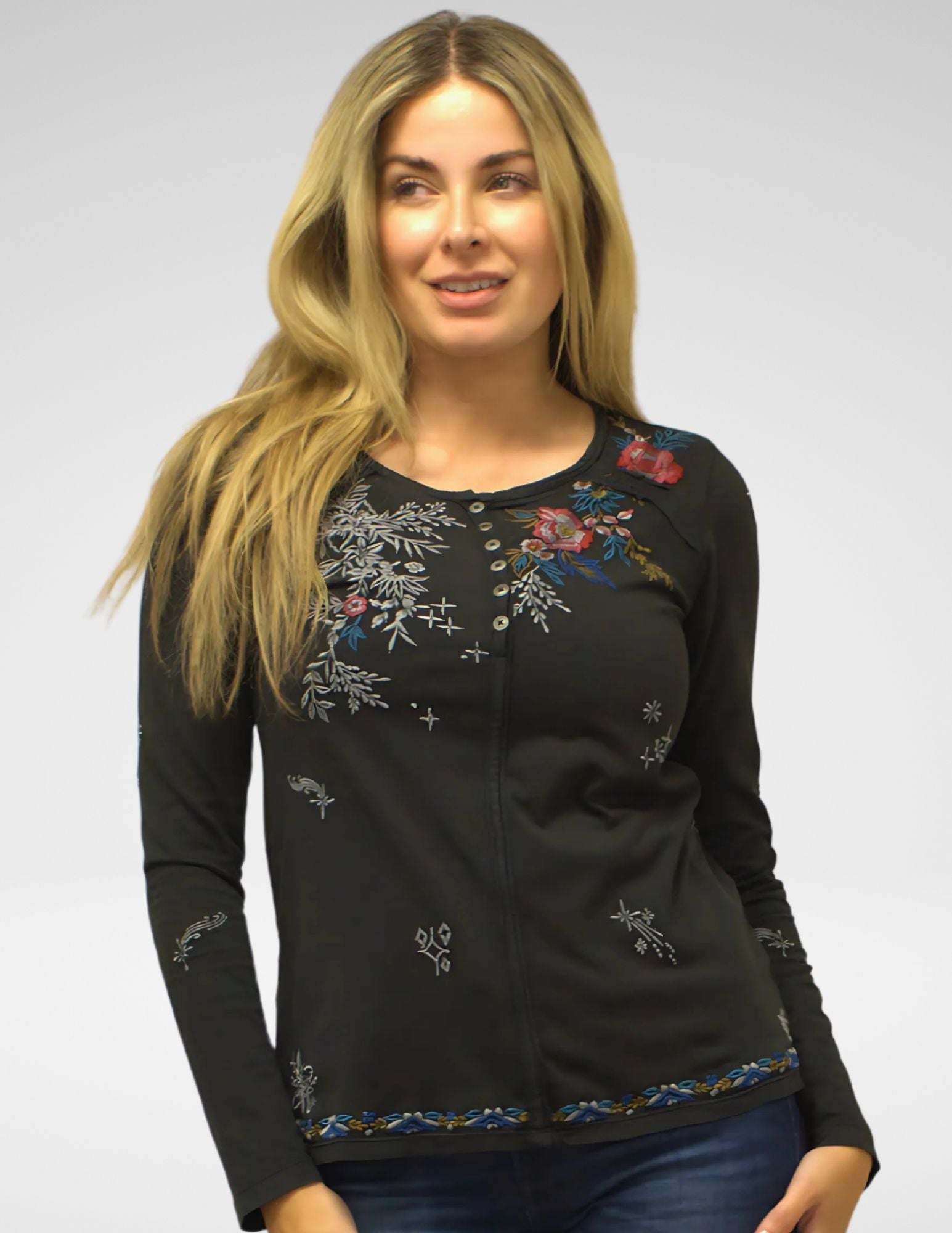 Caite Karli shirt, embroidered