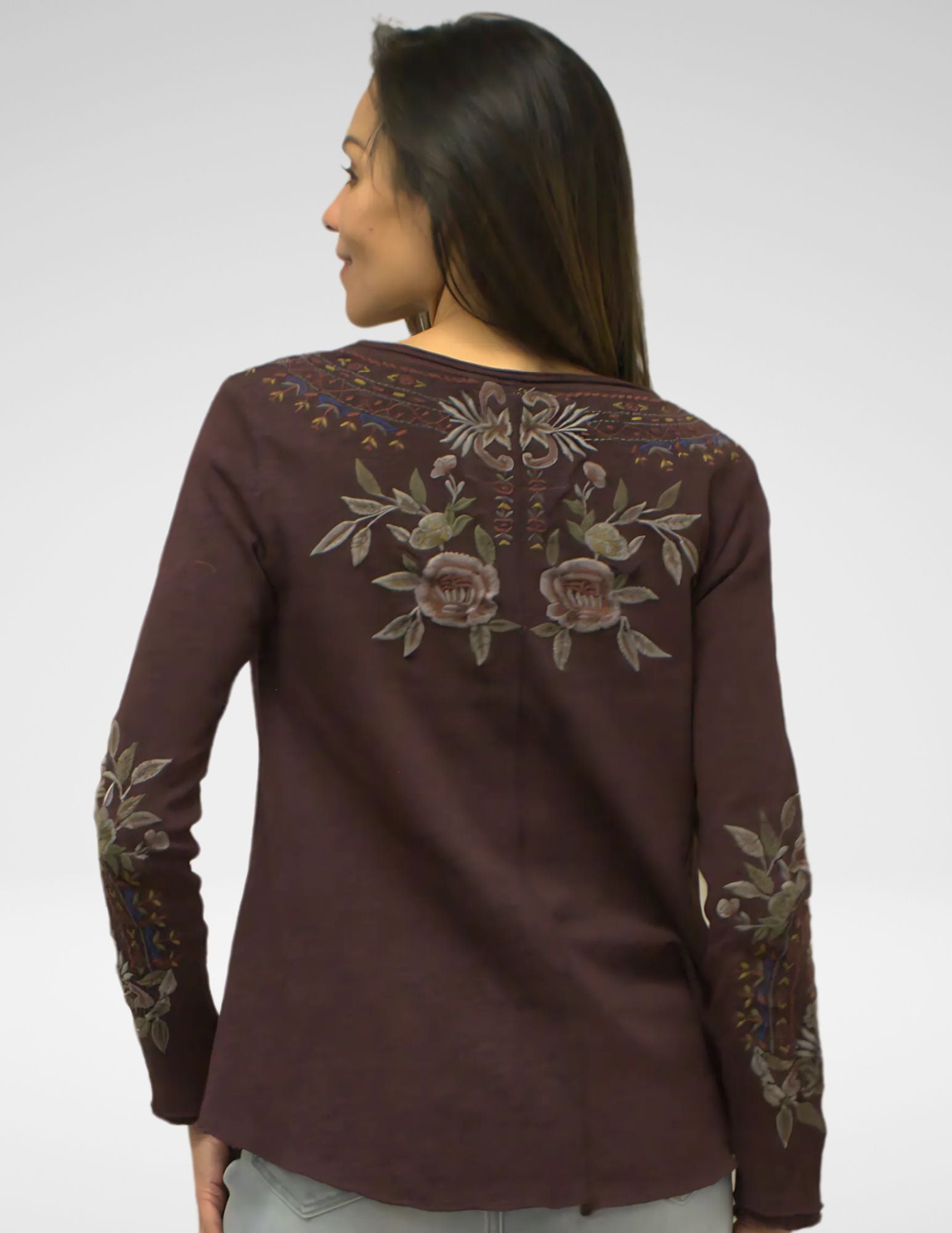 Caite Paola shirt, embroidered knit
