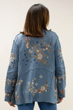 Caite Chandler jacket/coat, washed blue multicolor embroidery