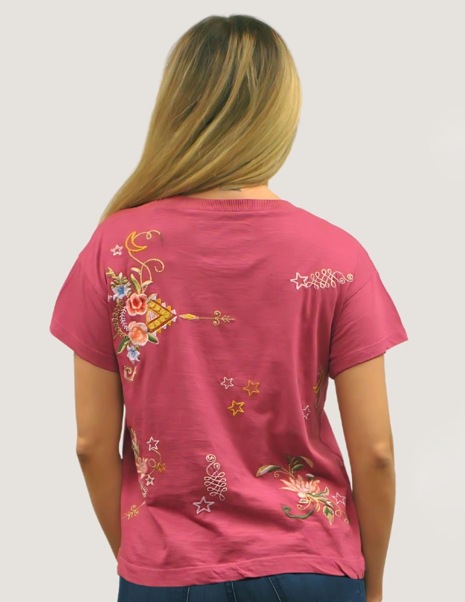 Caite Luz t-shirt, short sleeve multicolor embroidery