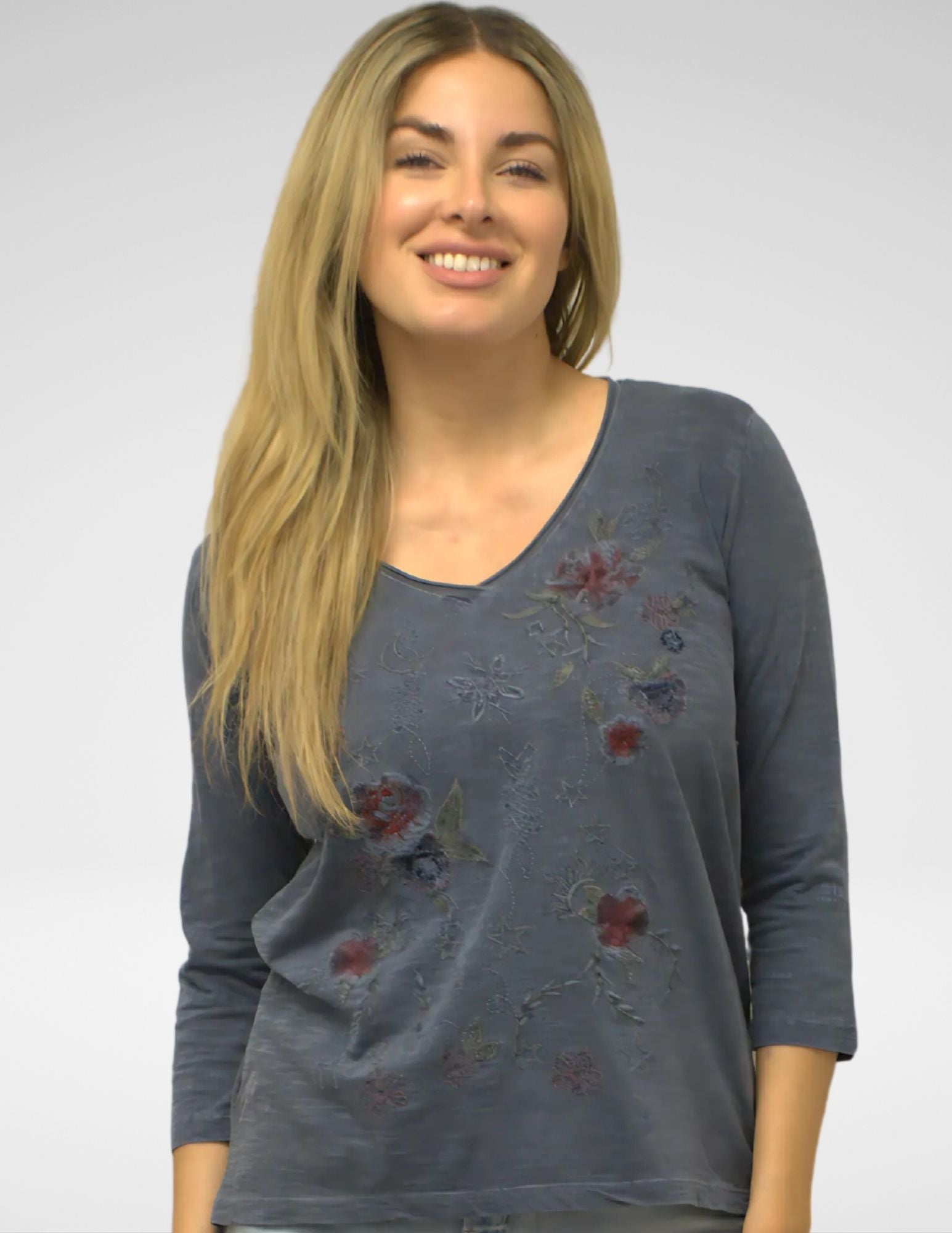 Caite Greta shirt, embroidered