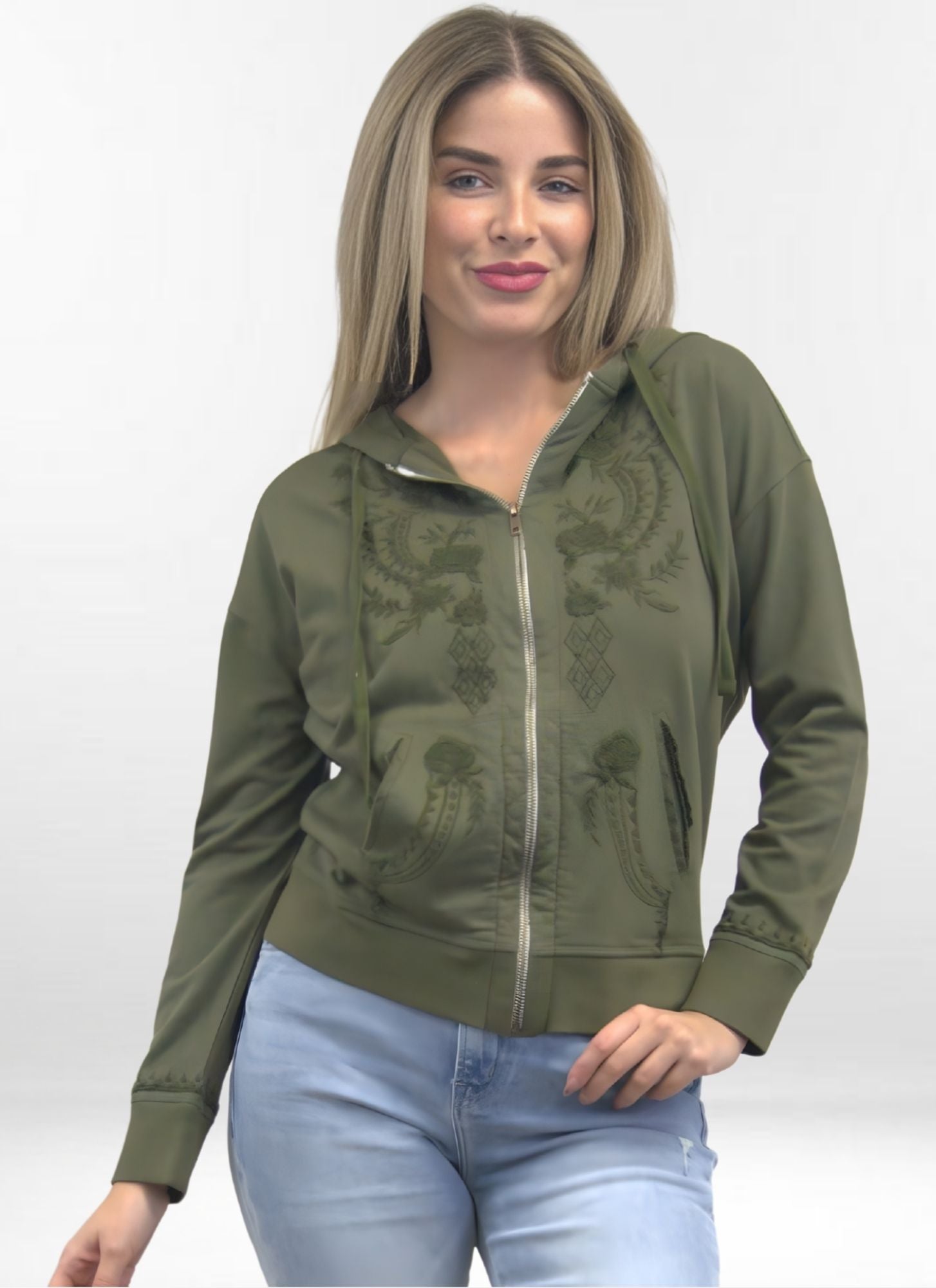 Caite Niccola hoodie, embroidered zip
