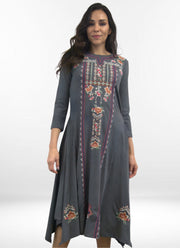Caite Lily dress, embroidered midi