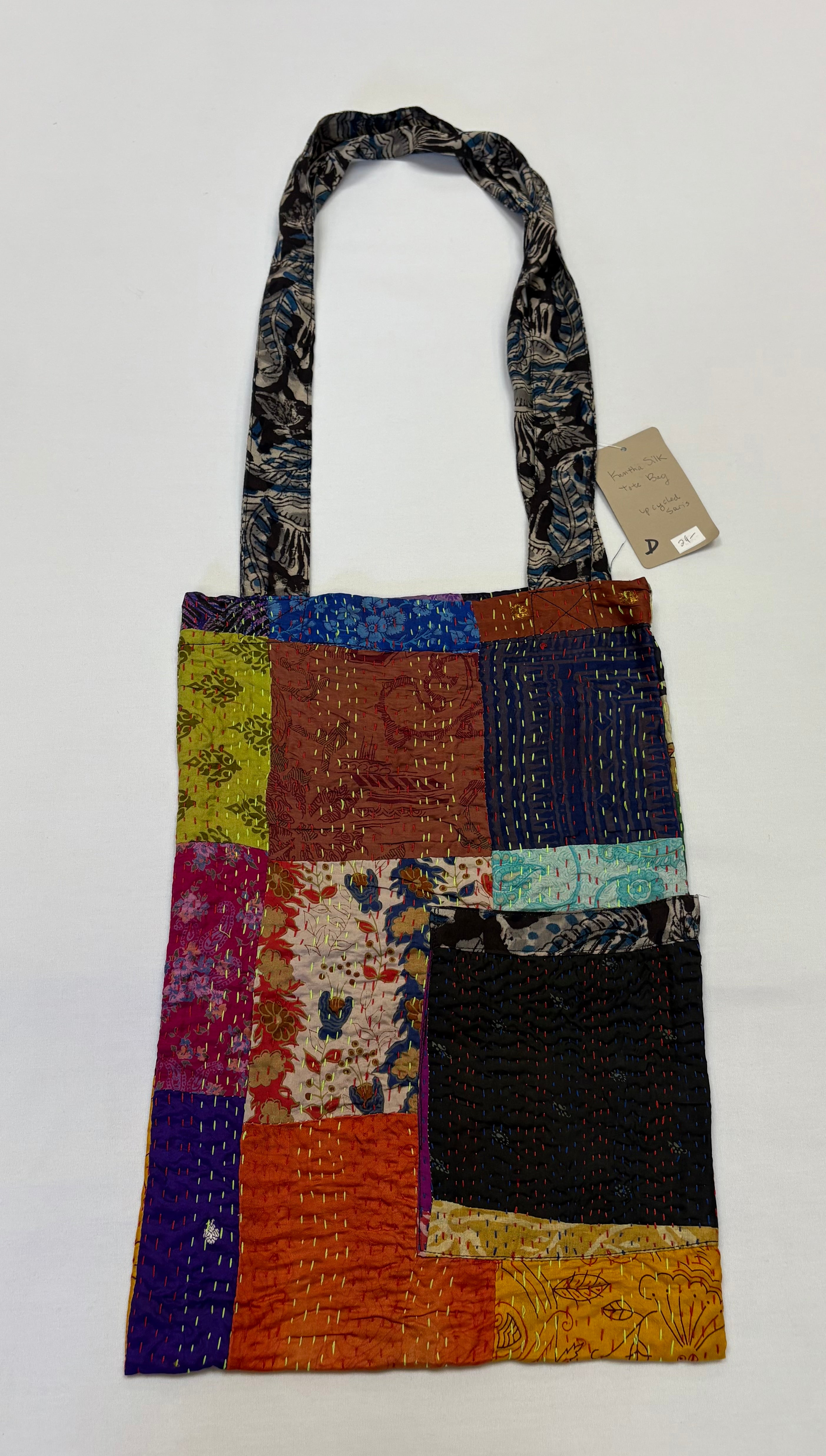 Sevya Kantha purse, silk tote with pocket