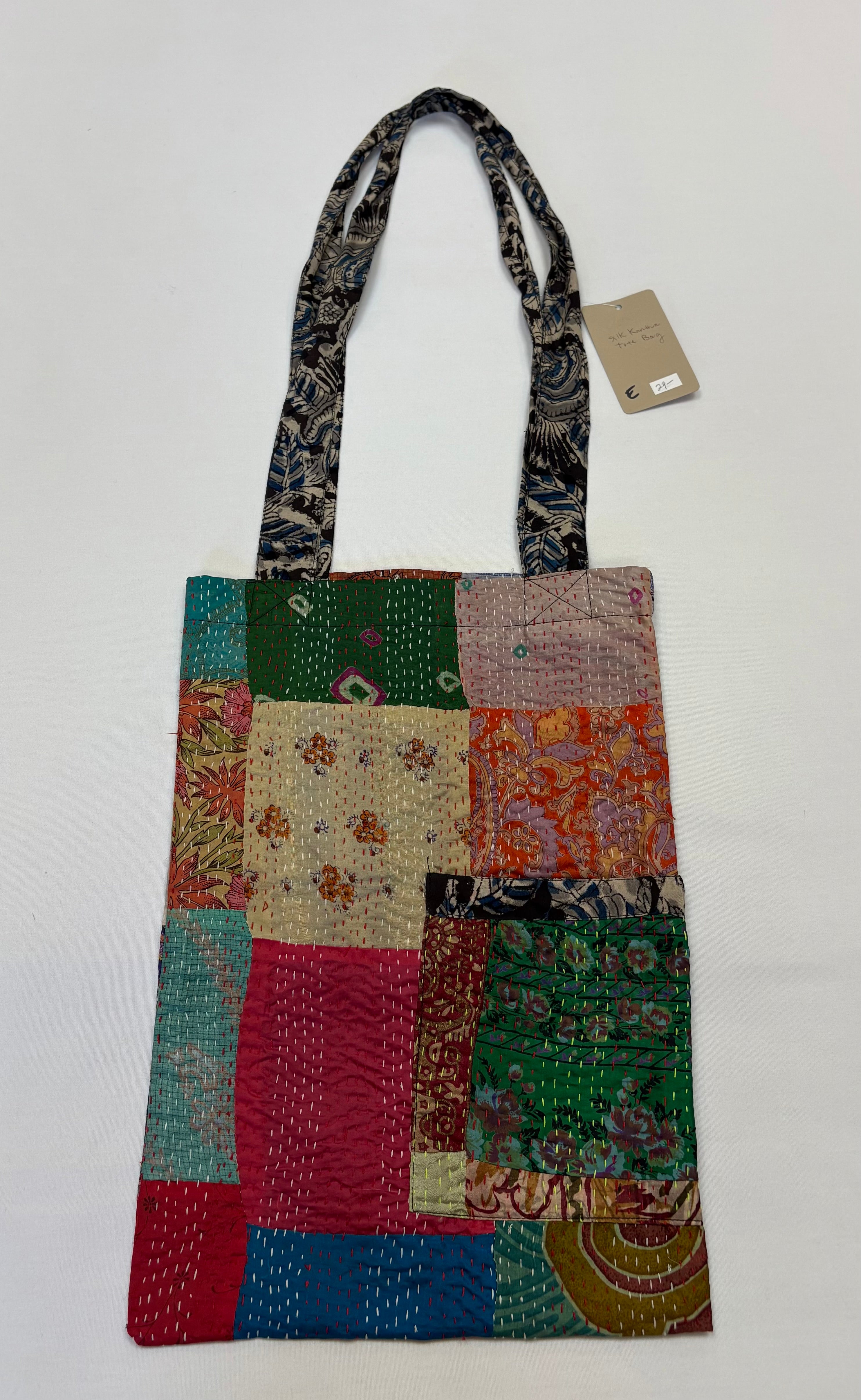 Sevya Kantha purse, silk tote with pocket