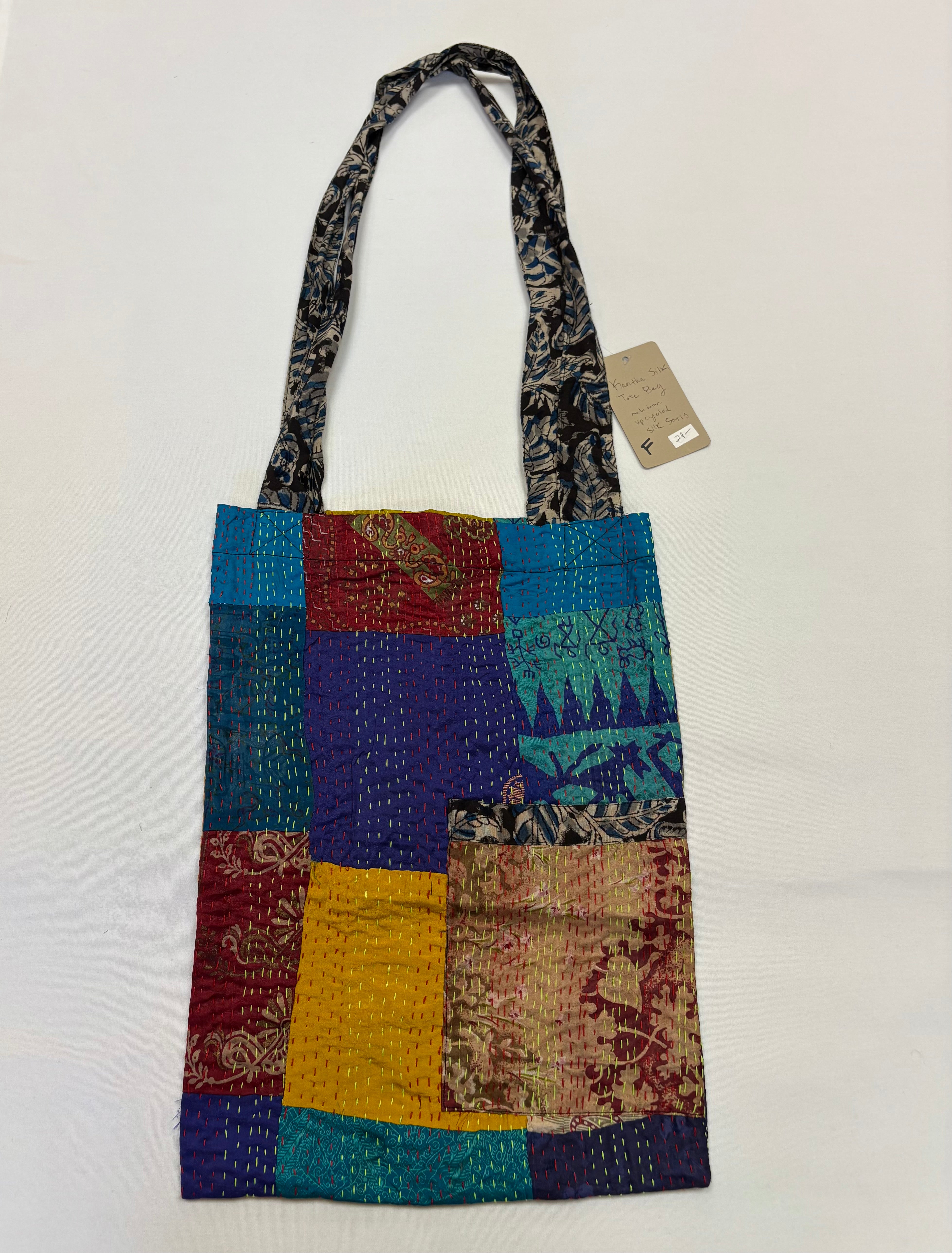 Sevya Kantha purse, silk tote with pocket