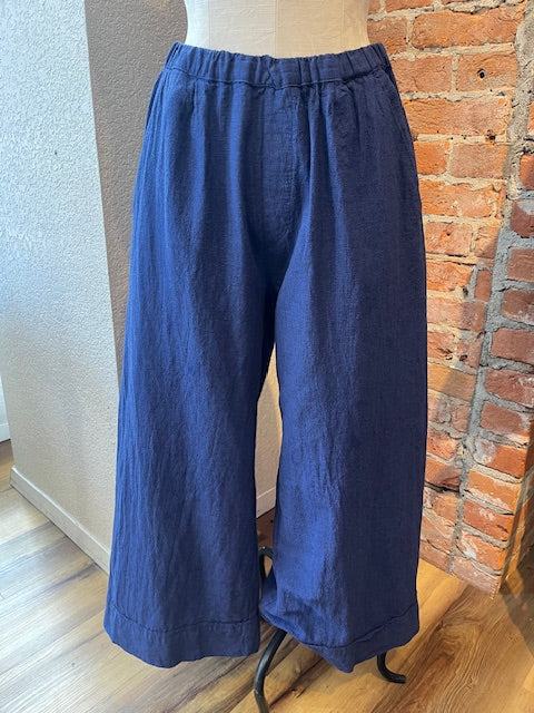 Cut Loose pants, linen/cotton crosshatch crop