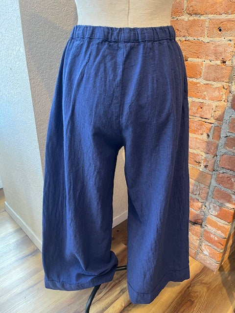 Cut Loose pants, linen/cotton crosshatch crop