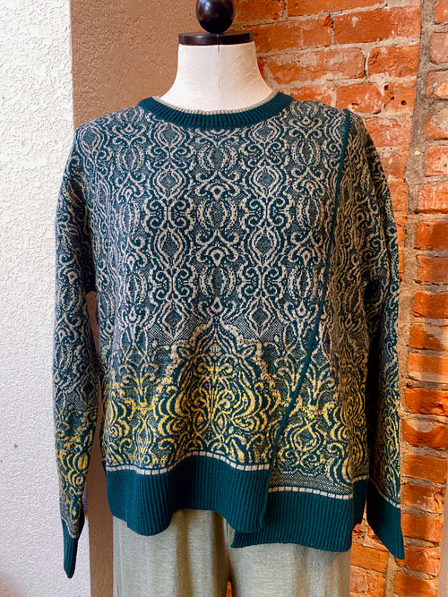 Ivko sweater, Ornament pattern pullover wool/cashmere blend