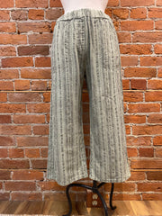 Cut Loose pants, easy crop linen stripe