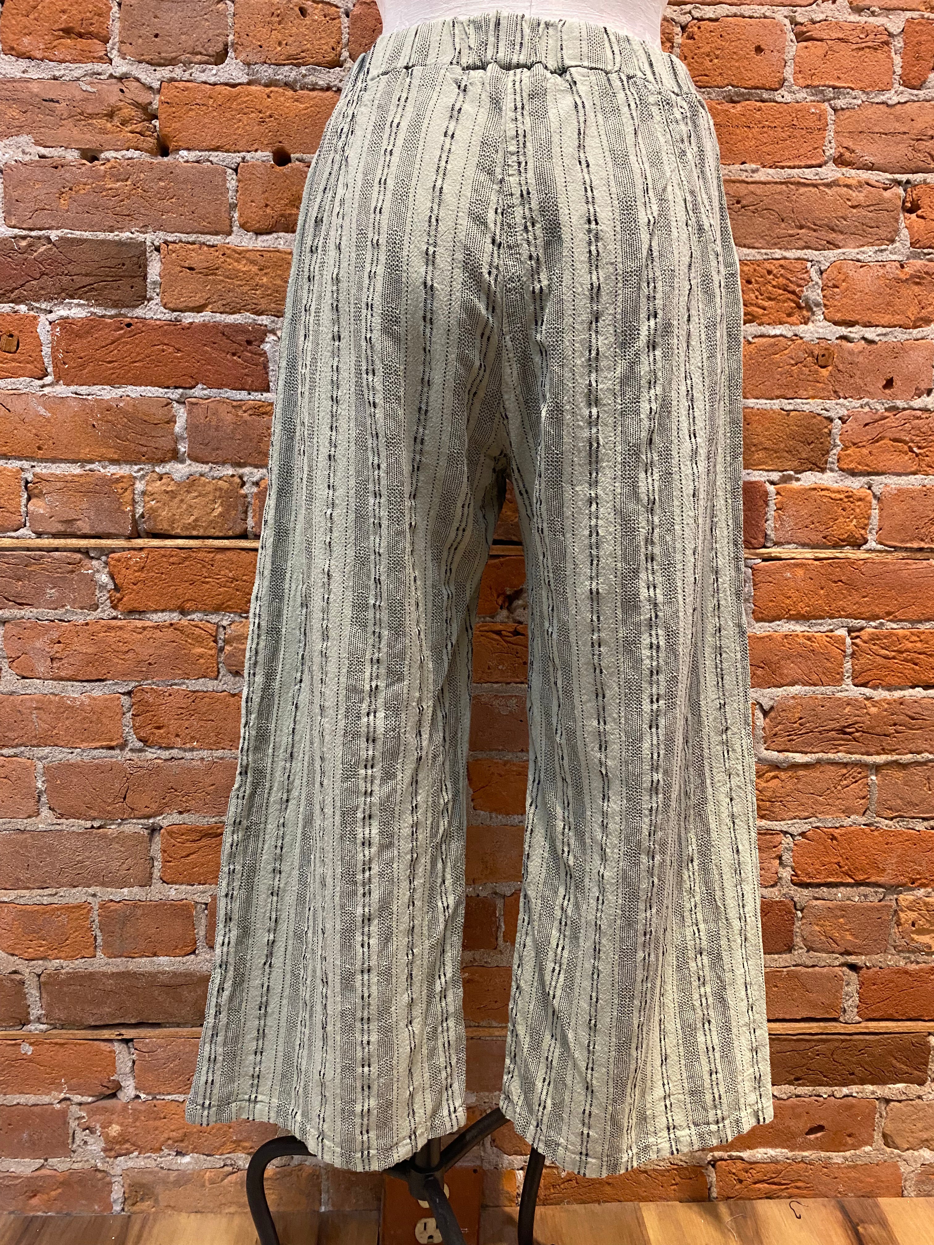 Cut Loose pants, easy crop linen stripe