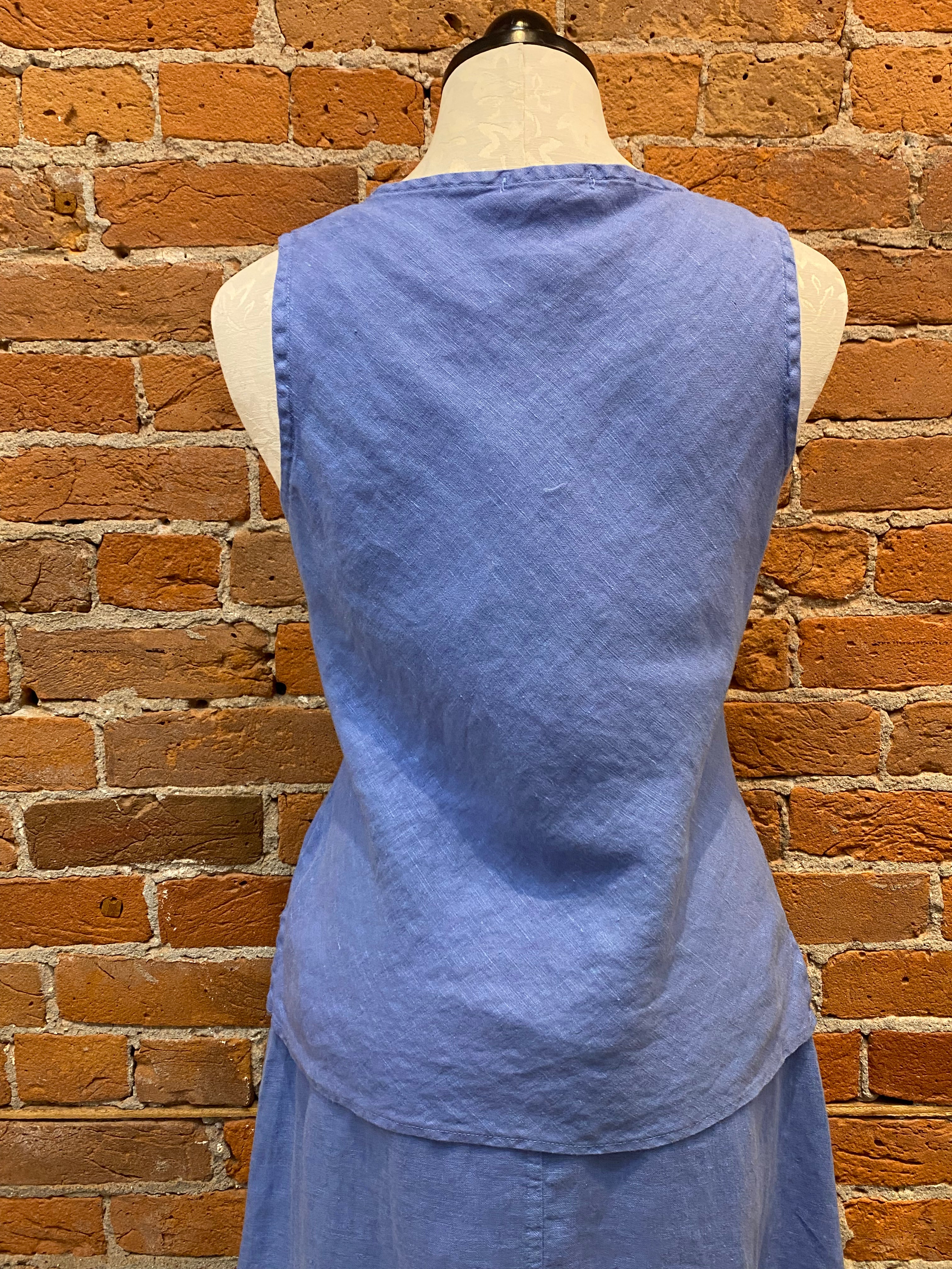 Camisa holgada de corte henley de lino y algodón con manga 3/4