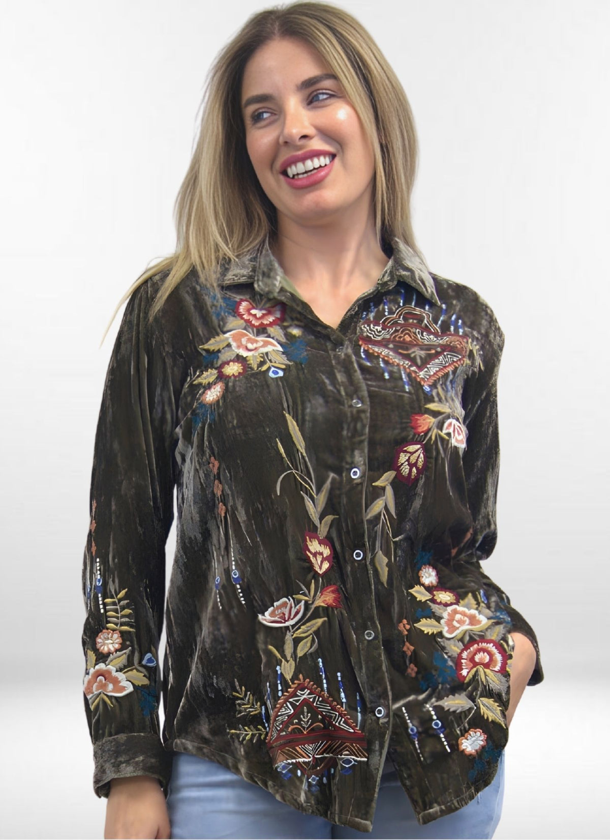Camisa Kyla Seo Jeni, terciopelo tie-dye