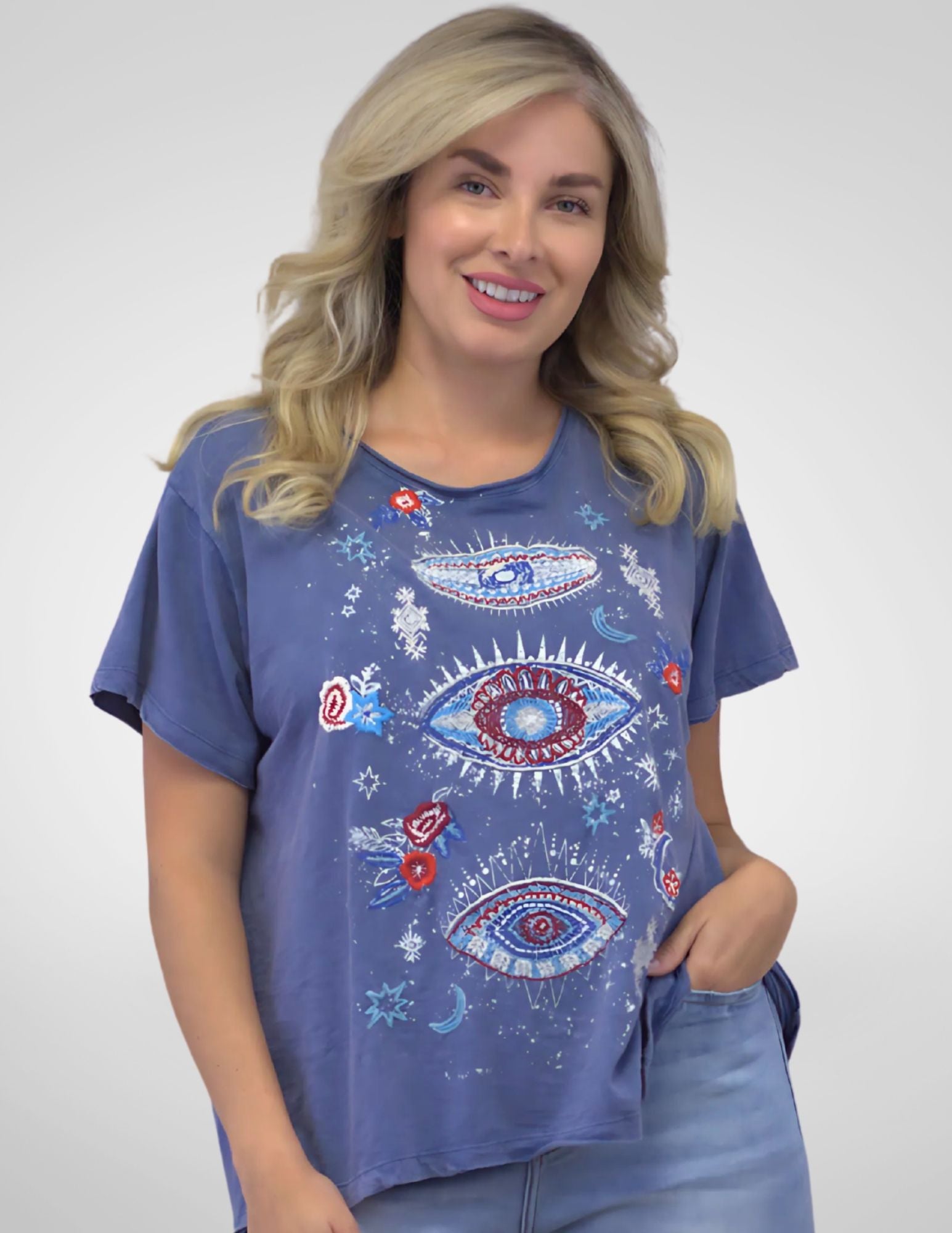 Kyla Seo Dasha t-shirt, multi-color embroidered crew