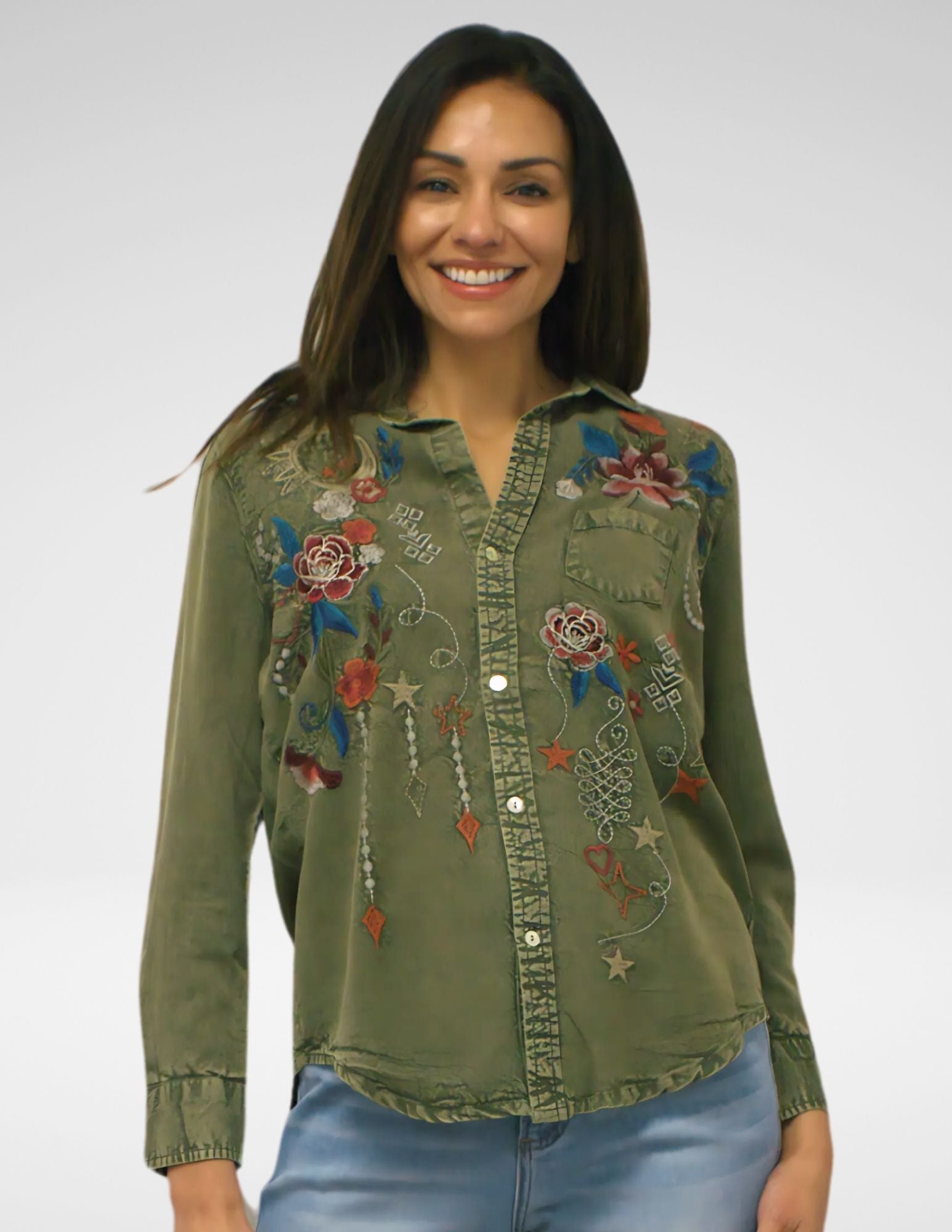 Kyla Seo Athena shirt, embroidered tencel (2 colors)