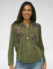 Kyla Seo Athena shirt, embroidered tencel (2 colors)