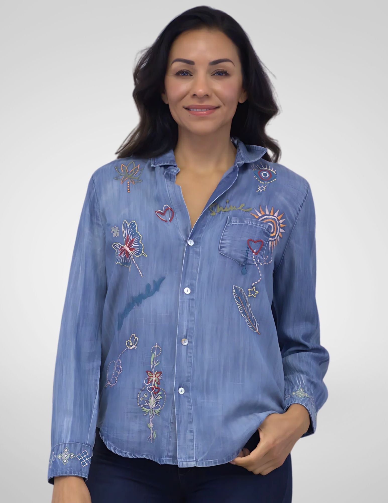 Kyla Seo Adira shirt, embroidered tencel