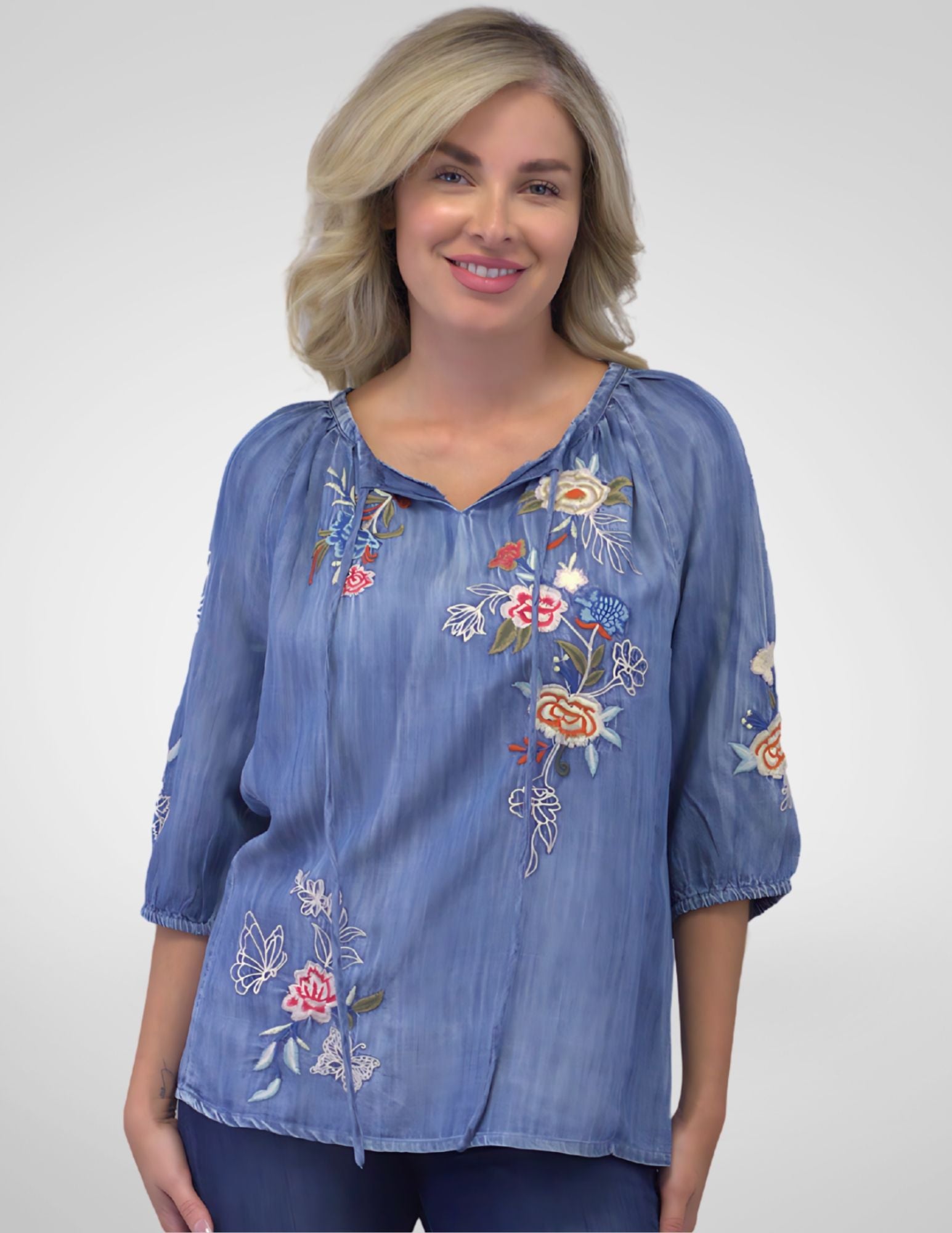 Kyla Seo Polly shirt, embroidered tencel