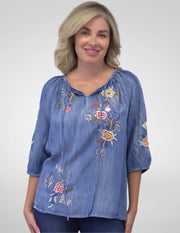 Kyla Seo Polly shirt, embroidered tencel