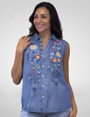 Kyla Seo Selah shirt, embroidered tencel