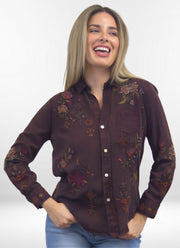 Kyla Seo Amara shirt, multi-color embroidered