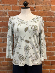 Prairie Cotton t-shirt 268, v-neck 3/4-sleeve (2 colors/prints)