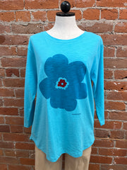 Marushka t-shirt, Flower Power 3/4 sleeve slub